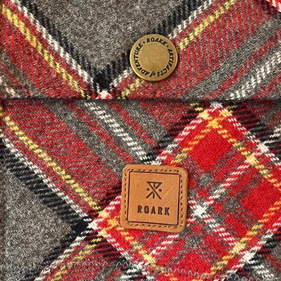 Roark Flannel Shirt Revival Nordsman Men’s Small Red Grey Wool Blend Elbow Patch - Picture 3 of 13